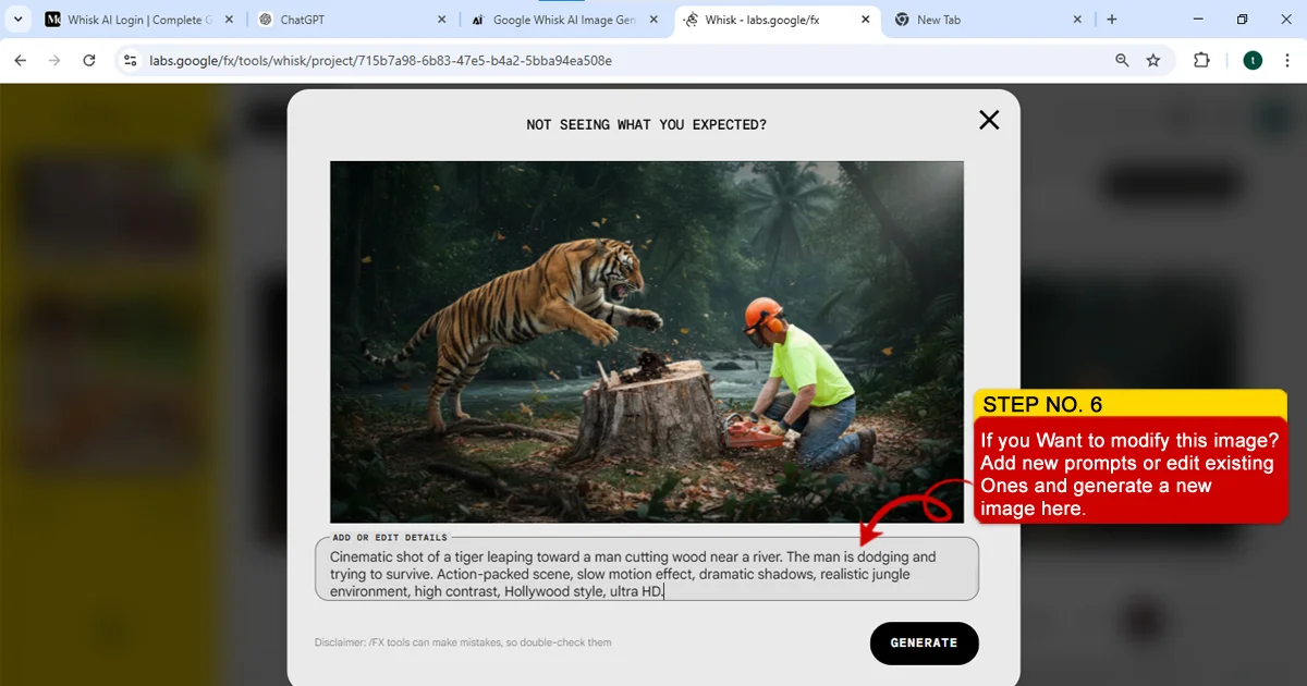 Adjusting prompt and refining AI generated image for better results