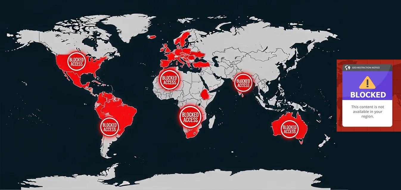 Whisk AI not available country map showing restricted regions including EU UK India and Indonesia excluded from the tool in 2026