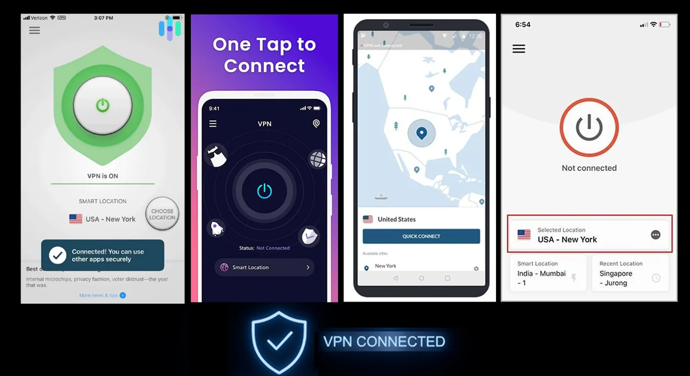 VPN app connected to United States server showing step by step fix for Whisk AI not available in your country message
