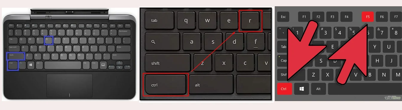 Browser keyboard shortcut showing Ctrl Shift R hard refresh to fix Whisk AI not working or loading issues