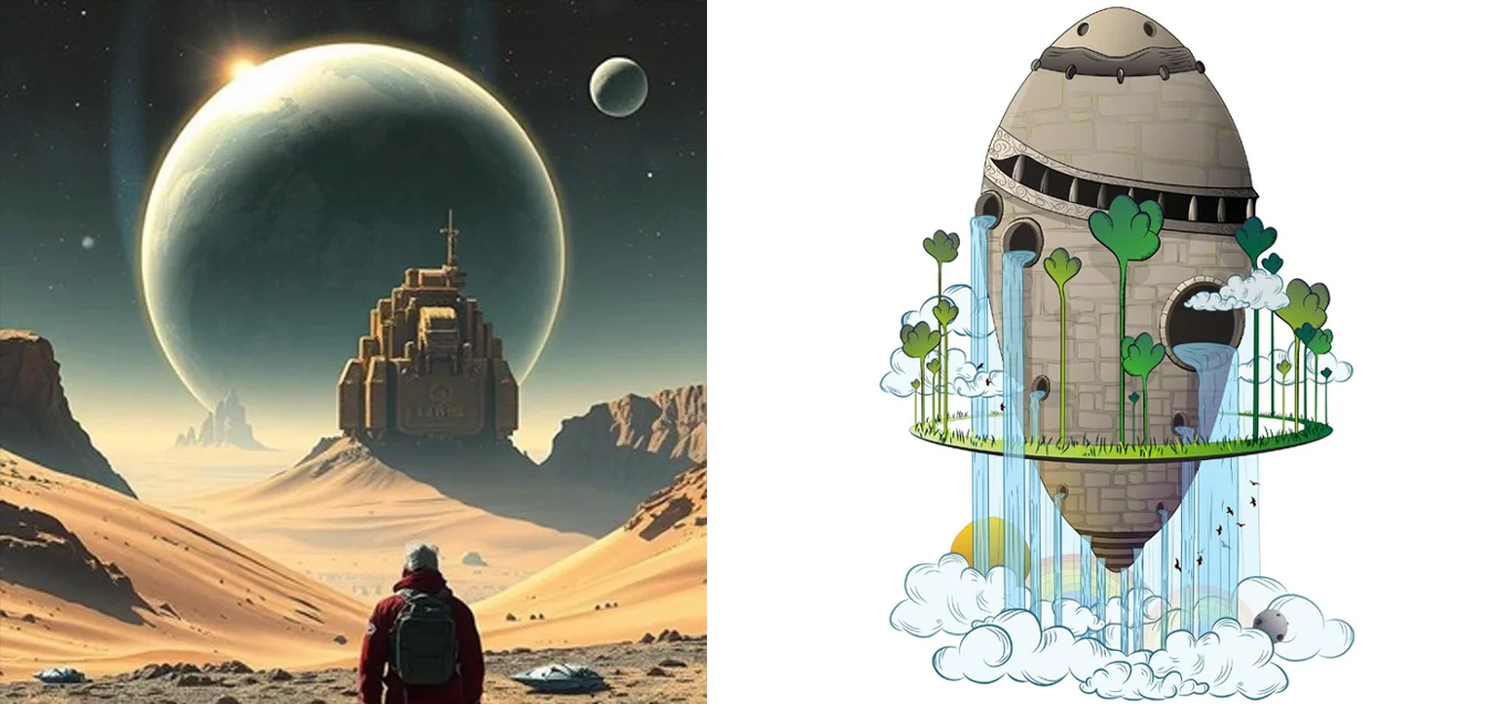 Whisk AI alternatives style comparison showing Midjourney v7 artistic cinematic output versus Whisk AI casual creative sticker result