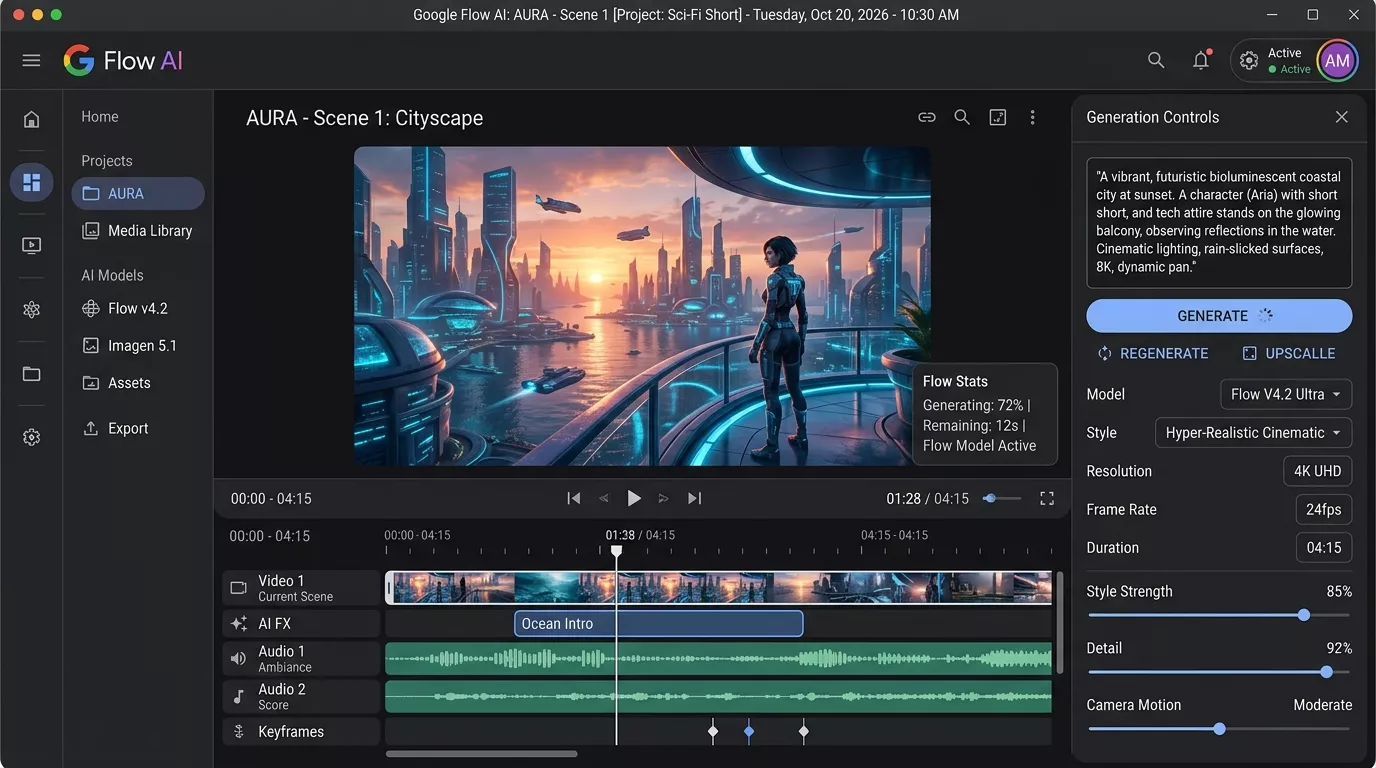 Google Flow AI video and image generation tool interface screenshot 2026
