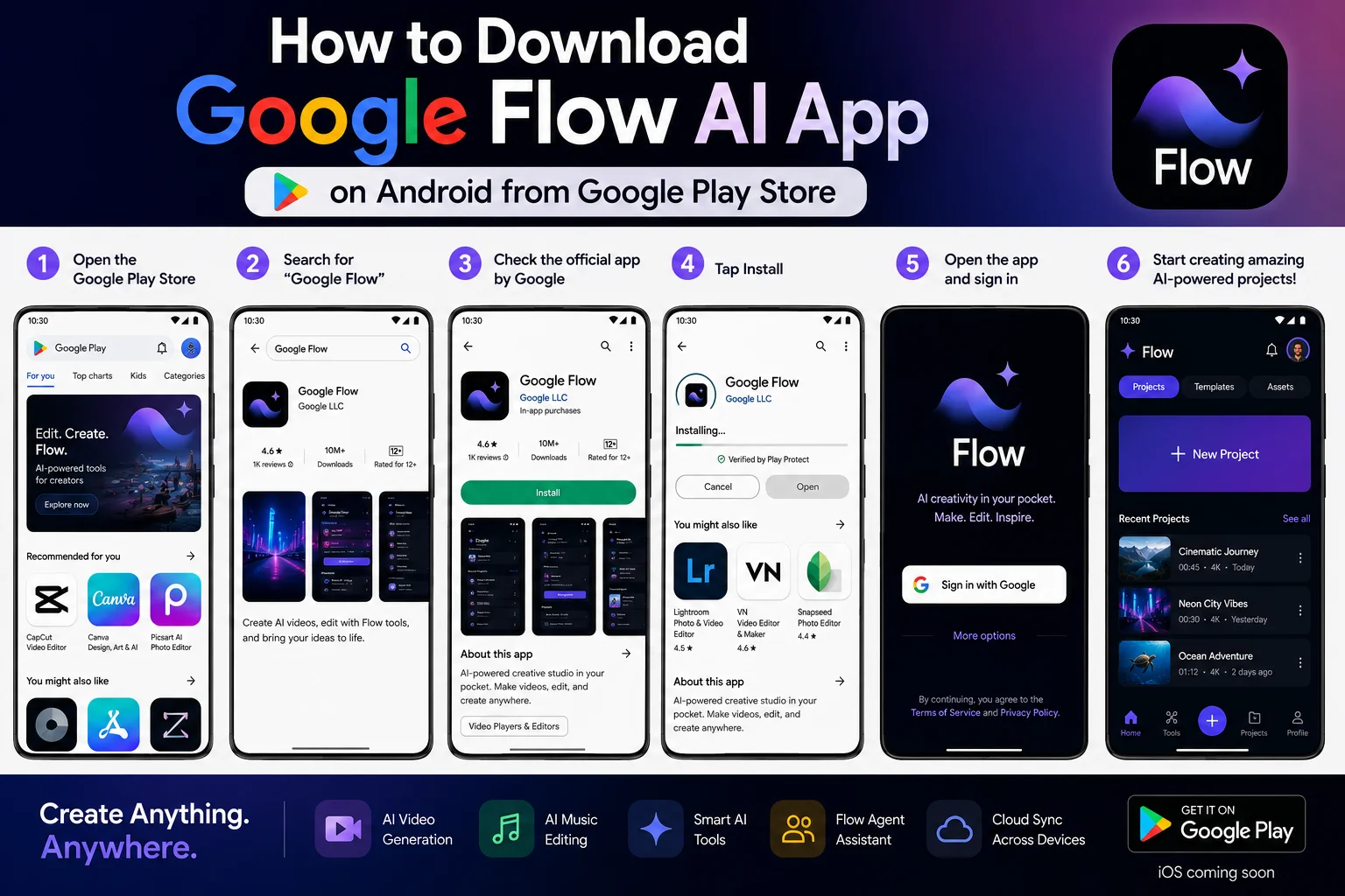 How to download Google Flow AI app from Google Play Store