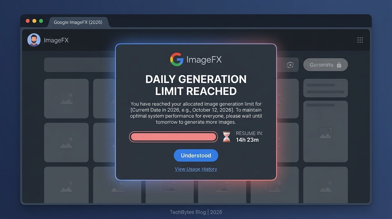 Google ImageFX usage limit official reached message 2026