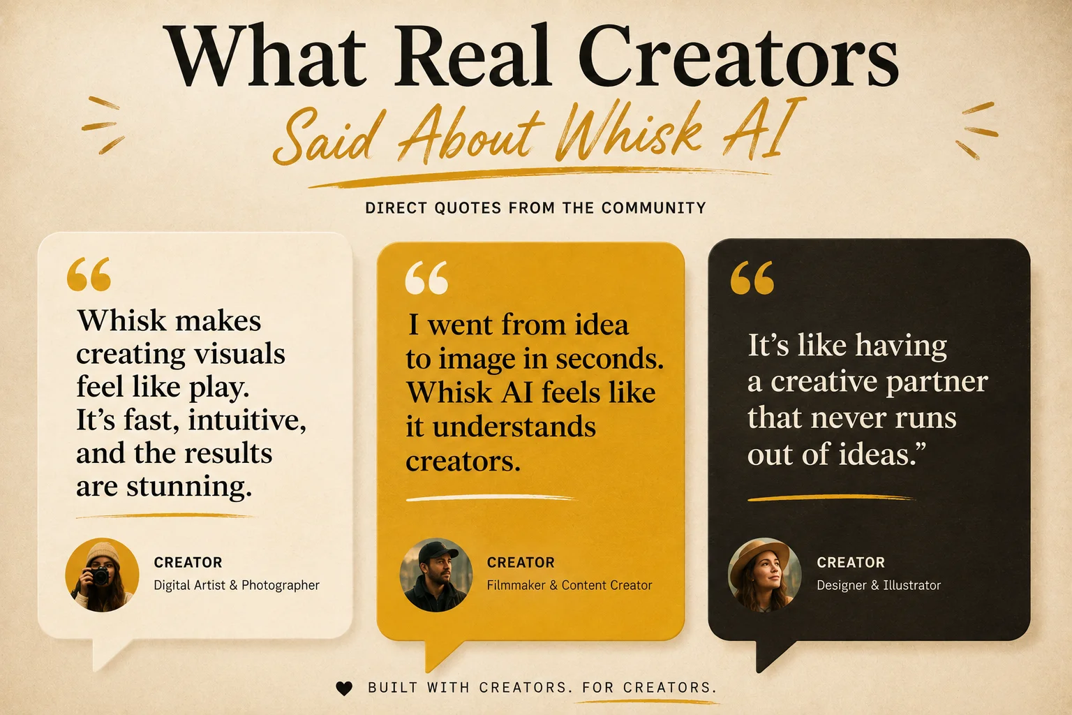 Whisk AI creator quotes real feedback 2026 showing what users loved about the tool