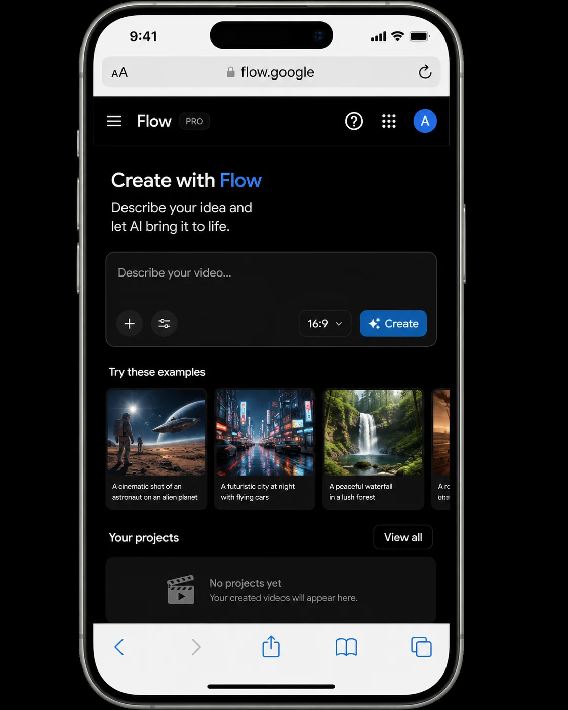Google Flow AI iPhone Safari browser method 2026 showing how to use Flow AI on iPhone without app