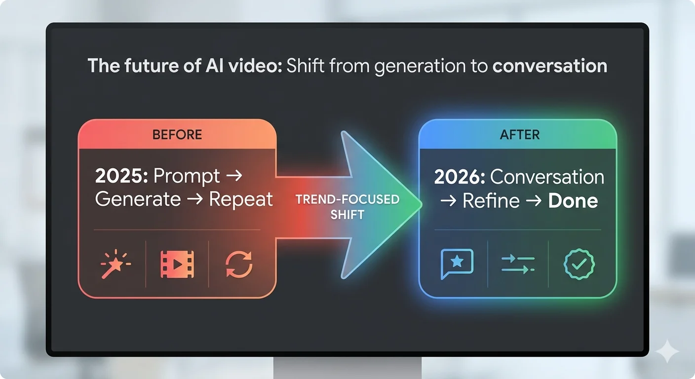 Gemini Omni future of AI video 2026 trend showing shift from generation to conversation